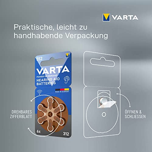 Varta Power on Demand hallókészülék elem 312 60 darabos, barna, vezeték nélküli