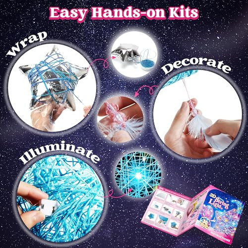 Klever Kits 3D zsinórművész készlet gyerekeknek DIY lámpás készlet, 30 színes LED
