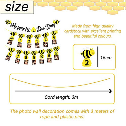 SUNSK Happy 1st Bee Day fotófüzér sárga