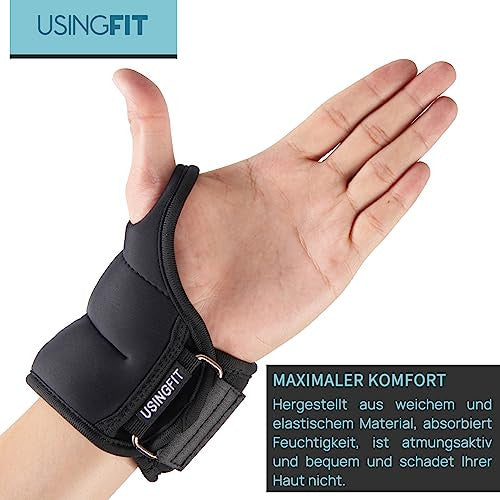 USINGFIT csuklósúly hüvelykujj hurokkal 0,5 kg * 2 / 1 kg * 2 / 1,5 kg * 2 boka súly