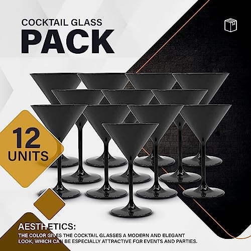 DOJA Barcelona martinis pohár 12 darabos, fekete, újrahasználható