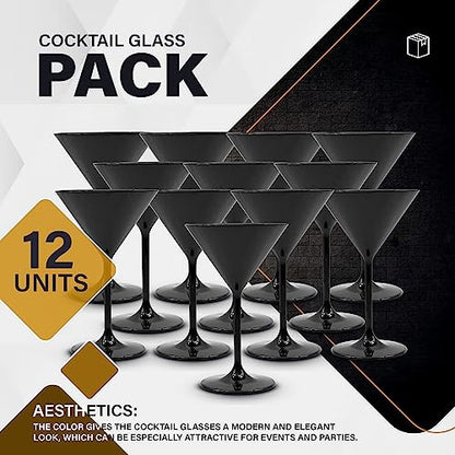 DOJA Barcelona martinis pohár 12 darabos, fekete, újrahasználható