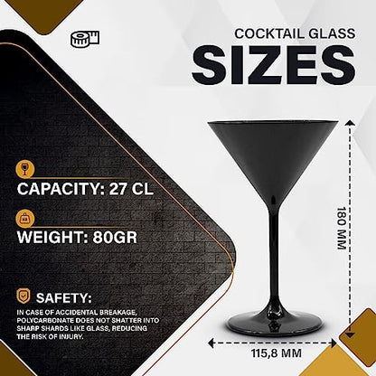 DOJA Barcelona martinis pohár 12 darabos, fekete, újrahasználható