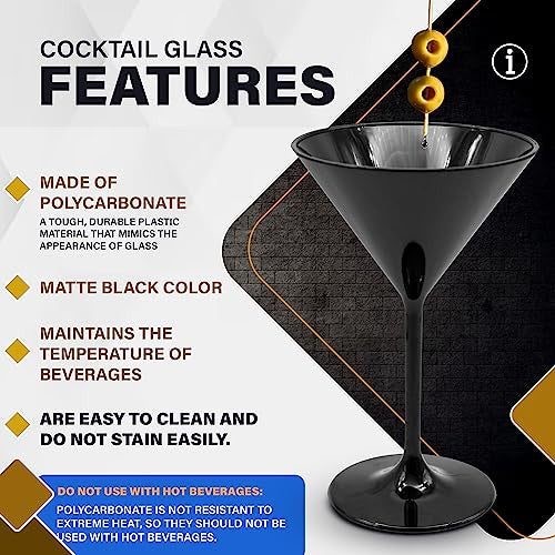 DOJA Barcelona martinis pohár 12 darabos, fekete, újrahasználható