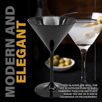 DOJA Barcelona martinis pohár 12 darabos, fekete, újrahasználható