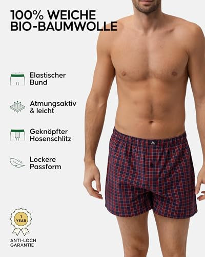 DANISH ENDURANCE férfi szövött boxer, pamut, laza fazon, prémium bio pamut, több