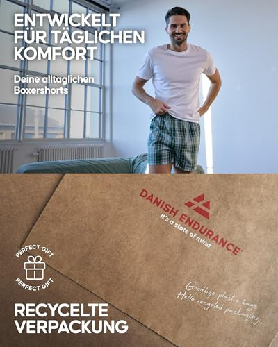DANISH ENDURANCE férfi szövött boxer, pamut, laza fazon, prémium bio pamut, több