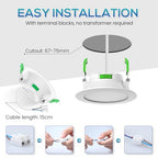 ALUSSO LIGHTING LED süllyesztett lámpa, 230 V, 7 W, dimmelhető, 68 mm, IP44