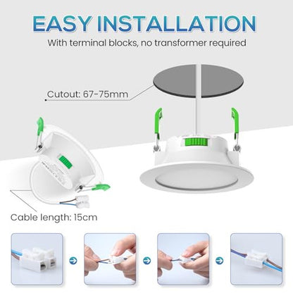 ALUSSO LIGHTING LED süllyesztett lámpa, 230 V, 7 W, dimmelhető, 68 mm, IP44