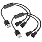 Gebildet 2 darabos kettős 4 tűs USB ventilátor kapcsoló adapter kábel 1-2 elosztó