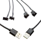 Gebildet 2 darabos kettős 4 tűs USB ventilátor kapcsoló adapter kábel 1-2 elosztó