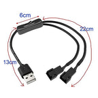 Gebildet 2 darabos kettős 4 tűs USB ventilátor kapcsoló adapter kábel 1-2 elosztó