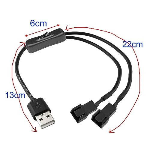 Gebildet 2 darabos kettős 4 tűs USB ventilátor kapcsoló adapter kábel 1-2 elosztó