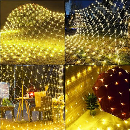 Lichternetz 3x2m 200 LED fényfüzér melegfehér, IP44 vízálló, távirányító, 8 mód