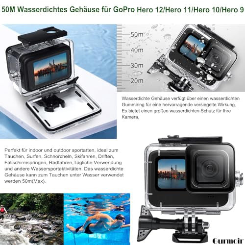 Gurmoir kiegészítő készlet vízálló házzal GoPro Hero 12/11/10/9 fekete