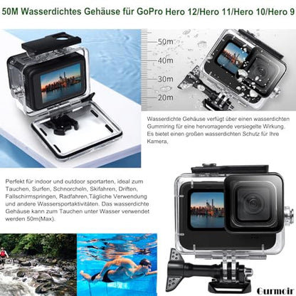 Gurmoir kiegészítő készlet vízálló házzal GoPro Hero 12/11/10/9 fekete