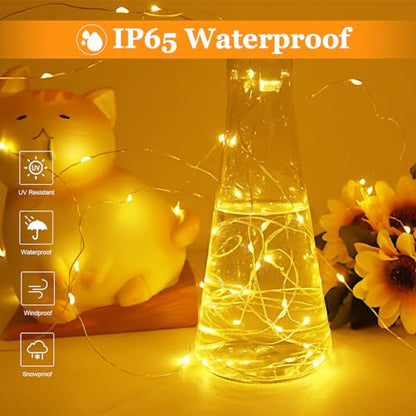 LED tündérfények, elemes, 2x 3 m, 30 LED rézhuzalos tündérfények, időzítővel