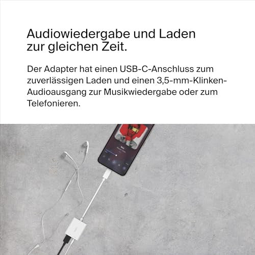 Belkin RockStar 3.5mm audio + USB-C töltő adapter fehér
