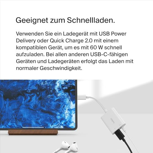 Belkin RockStar 3.5mm audio + USB-C töltő adapter fehér