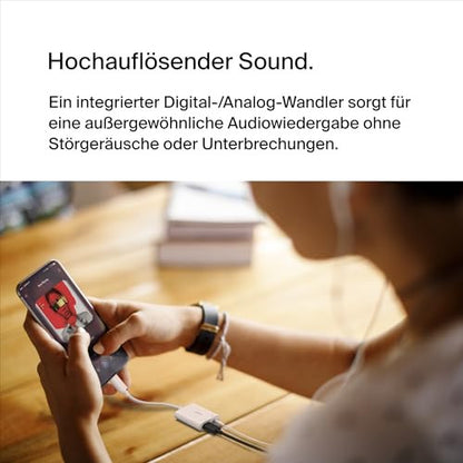 Belkin RockStar 3.5mm audio + USB-C töltő adapter fehér