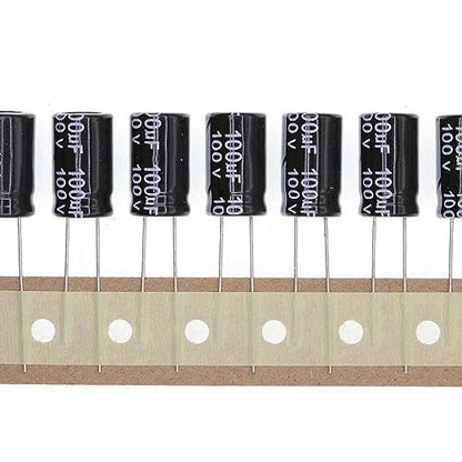50 darabos 100V 100UF beépíthető alumínium elektrolit kondenzátor 10x17mm
