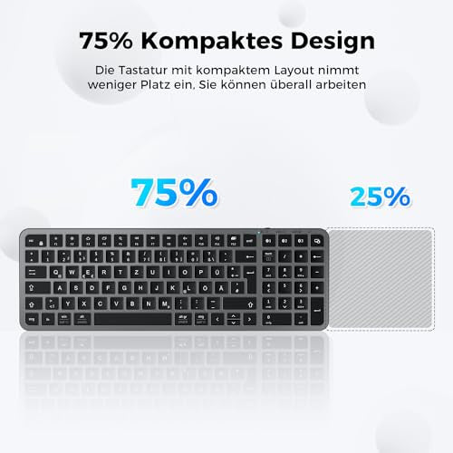 iClever Bluetooth billentyűzet vezeték nélküli, több eszköz, német QWERTZ