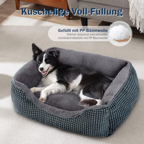 FURTIME kutyaágy, közepes méretű kutyáknak mosható, bolyhos, csúszásmentes, 63 x 53 x