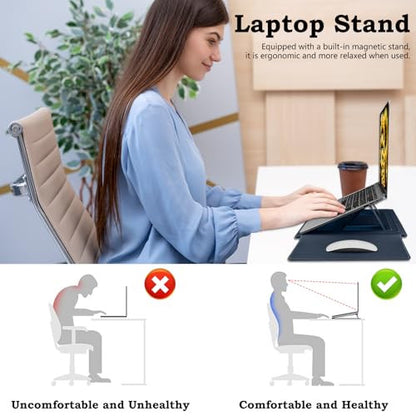 HaruYo 13-14 hüvelykes laptop tok támogatás, PU bőr, kék
