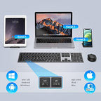 iClever Bluetooth billentyűzet és egér, újratölthető kettős mód Bluetooth 4.2 + 2.4G