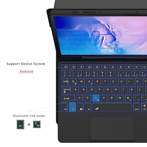 Samsung Galaxy Tab S9 FE / Tab S9 billentyűzet tok 7 színű világító érintőpad