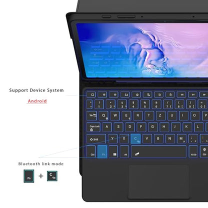 Samsung Galaxy Tab S9 FE / Tab S9 billentyűzet tok 7 színű világító érintőpad