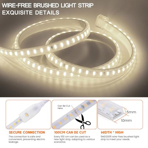 Wisada 1 méter LED szalag természetes fehér, 2835 SMD 120LED/m szuperfényes CRI?90