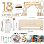 Jostift pénzajándék 18. születésnapra, fa tábla vendégkönyv 18. születésnapra LED