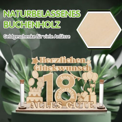 Jostift pénzajándék 18. születésnapra, fa tábla vendégkönyv 18. születésnapra LED