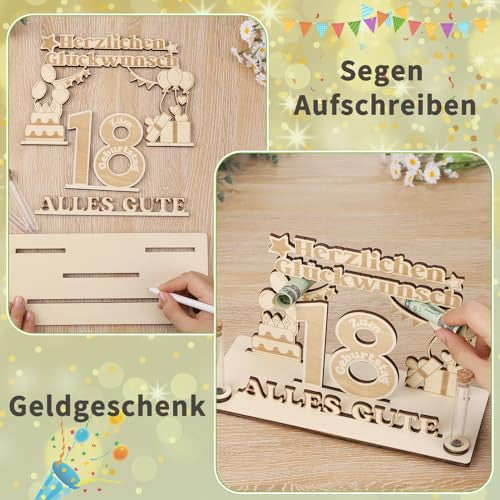 Jostift pénzajándék 18. születésnapra, fa tábla vendégkönyv 18. születésnapra LED