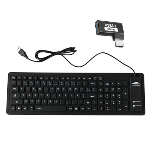 MOSHOU rugalmas szilikon billentyűzet AZERTY vízálló USB billentyűzet USB Type-C