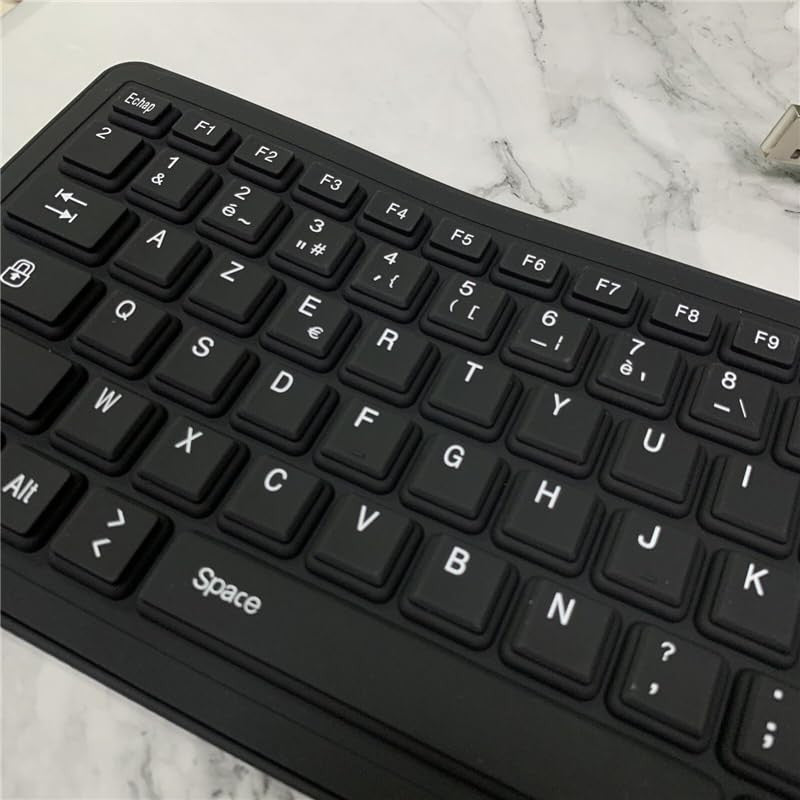 MOSHOU rugalmas szilikon billentyűzet AZERTY vízálló USB billentyűzet USB Type-C