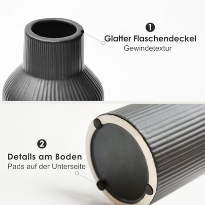 Hanaomaoyi 20 cm kerámia váza fekete matt, kerek, modern dizájn, boho stílus