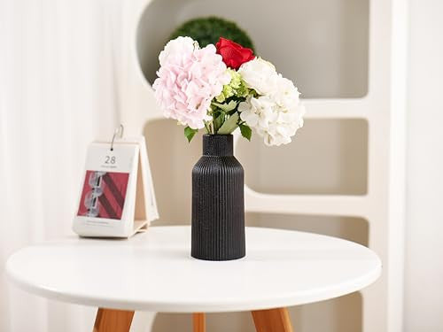 Hanaomaoyi 20 cm kerámia váza fekete matt, kerek, modern dizájn, boho stílus