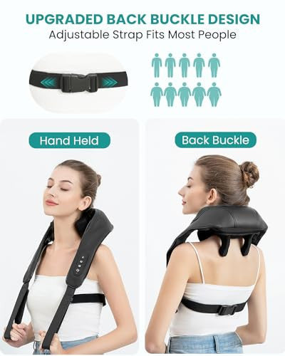 Nekteck vezeték nélküli nyakmasszírozó shiatsu, hő, 5D mélyszövet, váll, test