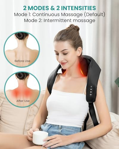 Nekteck vezeték nélküli nyakmasszírozó shiatsu, hő, 5D mélyszövet, váll, test