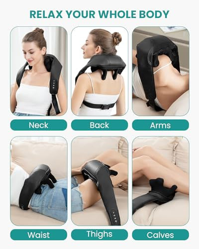 Nekteck vezeték nélküli nyakmasszírozó shiatsu, hő, 5D mélyszövet, váll, test
