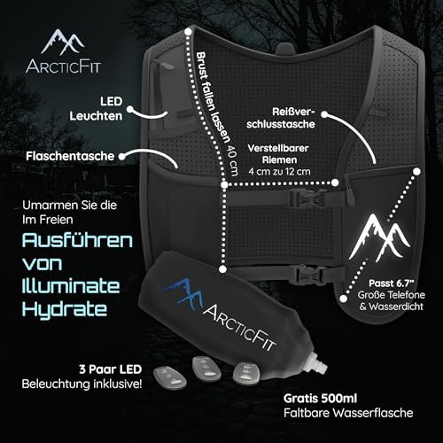 ArcticFit LED futómellény - állítható uniszex fényvisszaverő mellény telefon tartóval