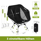 ATEPA Ultralight összecsukható kempingszék 2 darabos, állítható magasságú