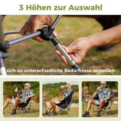 ATEPA Ultralight összecsukható kempingszék 2 darabos, állítható magasságú