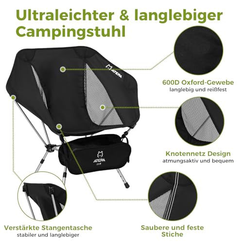 ATEPA Ultralight összecsukható kempingszék 2 darabos, állítható magasságú