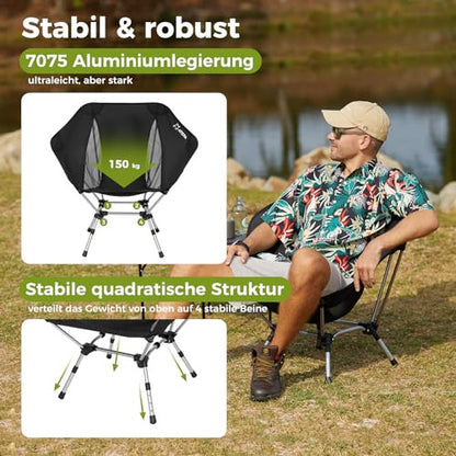 ATEPA Ultralight összecsukható kempingszék 2 darabos, állítható magasságú