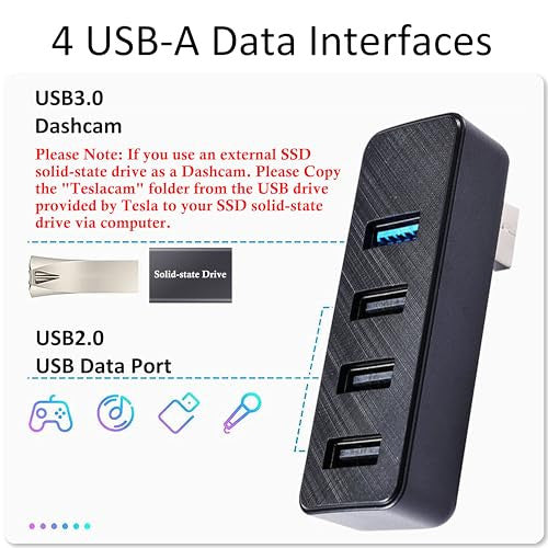 Leikaendi USB hub Tesla 2024 Model 3 4 az 1-ben kesztyűtartó dokkoló, műszerfali