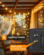Litogo 9m G40 15 LED napelemes fényfüzér kültéri, vízálló, 4 mód, meleg fehér