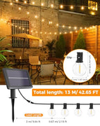 Litogo 9m G40 15 LED napelemes fényfüzér kültéri, vízálló, 4 mód, meleg fehér